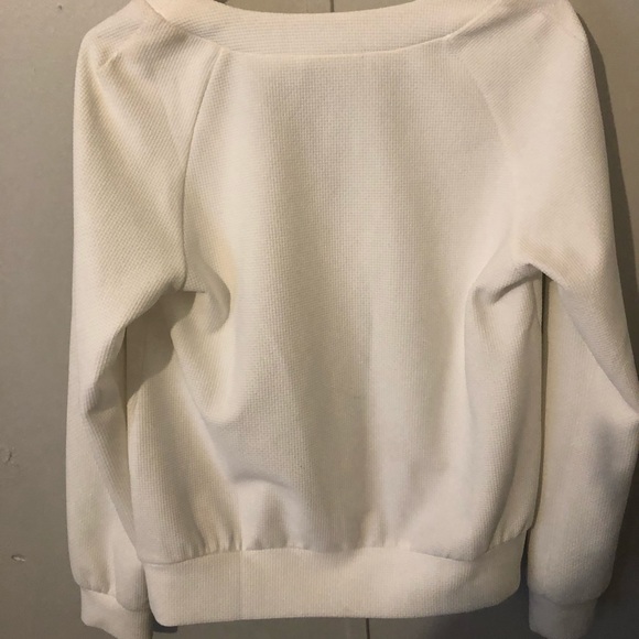 White Lace Up Long Sleeve Top - Picture 5 of 6